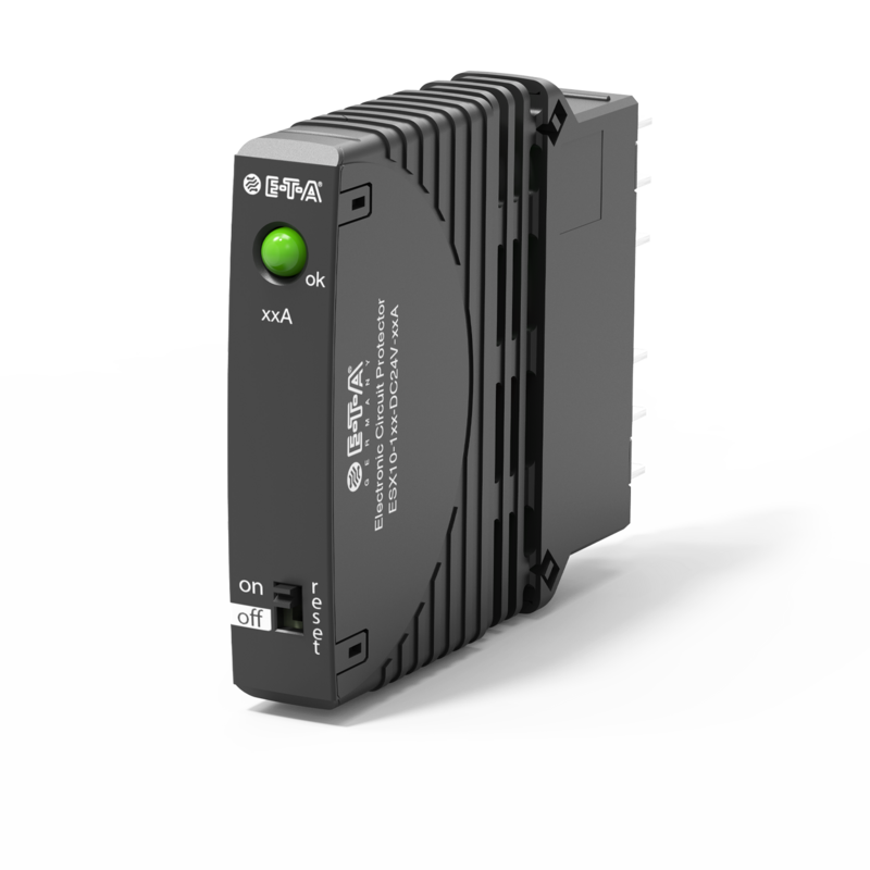 Typ ESX10 von E-T-A: Der elektronische Sicherungsautomat ESX10 schützt jeden Lastkreis vor Überlast und Kurzschluss.