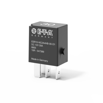 Typ ESR10 Micro 10 A / 17 A / 30 A von E-T-A: Halbleiterrelais für DC 12 V bzw. DC 24 V Fahrzeuganwendungen. 