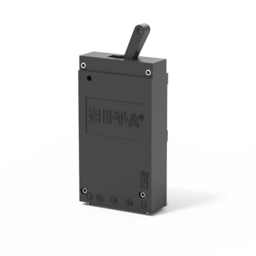 Typ 2215-L von E-T-A: Einpoliger, thermisch-magnetischer Schutzschalter in Kleinbauweise mit Kipphebelbetätigung. 