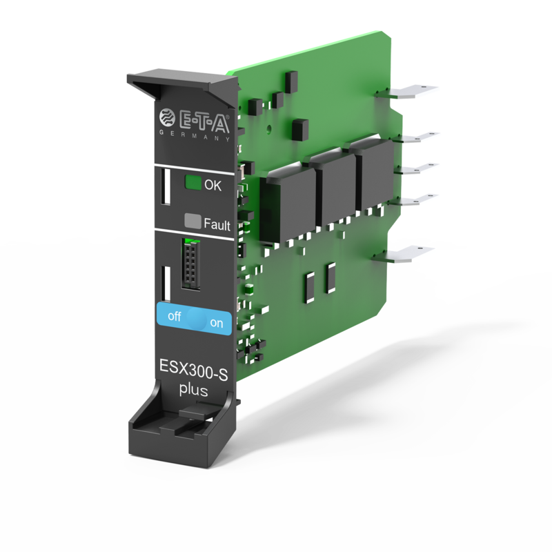 Typ ESX300-S plus von E-T-A: Gewährleistet mittels elektr. Strombegrenzung und -Lastabschaltung den sicheren Überstromschutz.